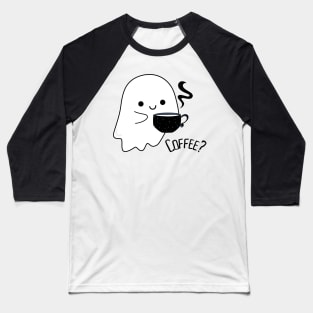 Cute ghost with a cup of hot coffee Baseball T-Shirt